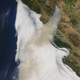 The smoke plume from the County Fire as captured by satellites on July 1.